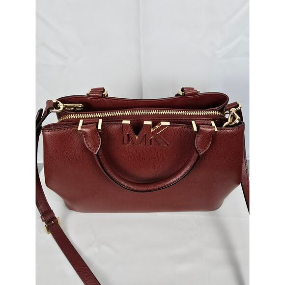 Michael Kors Florence Burgundy / Bordeaux Leather Satchel (Medium) - Picture 3 of 8